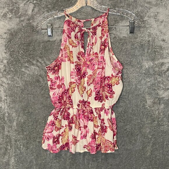 Old Navy Women Colorful Girly Floral Bloomcore Boho Blouson Peplum Tank Top XS - Picture 2 of 13